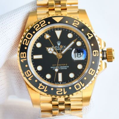 C Factory ROLEX GMT-Master II Series 904L Gold 3285 Movement Black-Gray Bezel Watch